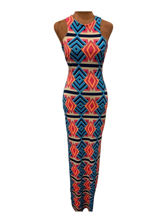 cameo Dresses & Skirts - Colorful Geometric Print Bodycon Maxi Dress | Retro Mod Festival | Small